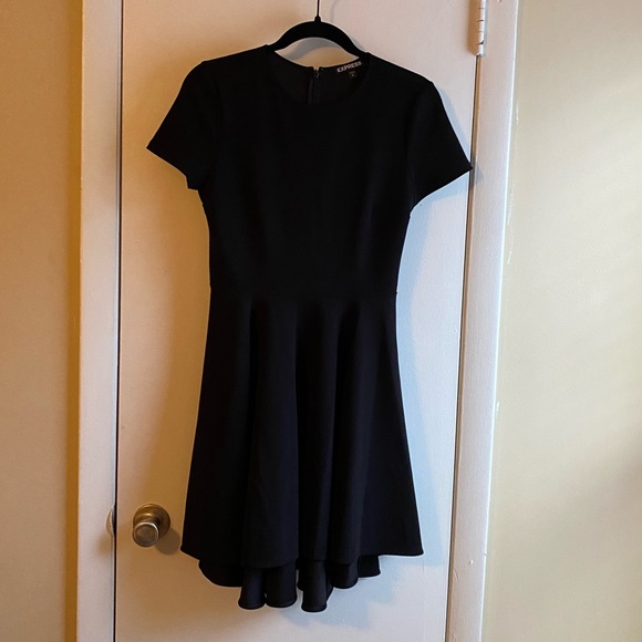 Express women’s black short sleeve skater dress size small - Picture 1 of 5